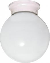  60/430 - 1-Light 6" Flush Mount Globe Ceiling Light in White Finish with White Glass and (1) 13W GU24