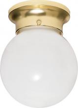  60/431 - 1-Light 6" Flush Mount Globe Ceiling Light in Polished Brass Finish with White Glass and (1) 13W