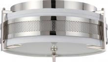  60/4336 - 3-Light Small Flush Mount Ceiling Light in Polished Nickel Finish with Slate Gray Shade/Frosted