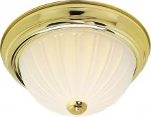  60/441 - 2-Light 13" Dome Flush Mount Ceiling Light in Polished Brass Finish with Frosted Melon Glass and