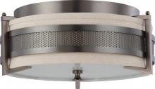 60/4436 - Diesel - 3 Light Medium Flush with Khaki Fabric Shade - Hazel Bronze Finish