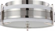  60/4446 - Diesel - 3 Light Medium Flush with Slate Gray Fabric Shade - Polished Nickel Finish