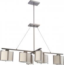  60/4461 - Portia - 6 Light Island Pendant w/ Khaki Fabric Shades