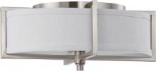  60/4468 - Portia - 2 Light Oval Flush with Slate Gray Fabric Shade - Brushed Nickel Finish