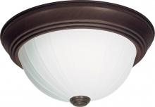  60/451 - 3-Light 15" Dome Flush Mount Ceiling Light in Old Bronze Finish with Frosted Melon Glass and (3)