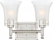  60/4522 - 2-Light Vanity Fixture in Brushed Nickel Finish with Clear Outer & Frosted Inner Glass