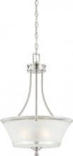  60/4526 - 3-Light Pendant Hanging Light Fixture in Brushed Nickel Finish with Clear Outer & Frosted Inner