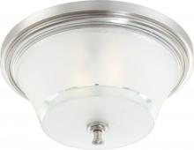  60/4532 - 3-Light Flush Mount Ceiling Light in Brushed Nickel Finish with Clear Outer & Frosted Inner Glass