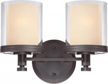  60/4542 - 2-Light Vanity Light Fixture in Sudbury Bronze Finish with Clear Outer & Cream Inner Glass
