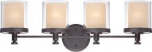  60/4544 - 4-Light Vanity Light Fixture in Sudbury Bronze Finish with Clear Outer & Cream Inner Glass
