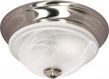 60/461 - 2-Light Small Dome Flush Mount Lighting Fixture in Brushed Nickel Finish with Alabaster Glass and