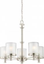  60/4645 - Decker - 5 Light Chandelier with Clear & Frosted Glass - Brushed Nickel Finish