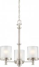  60/4647 - Decker - 3 Light Chandelier with Clear & Frosted Glass - Brushed Nickel Finish
