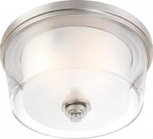  60/4652 - Decker - 3 Light Large Flush with Clear & Frosted Glass - Brushed Nickel Finish