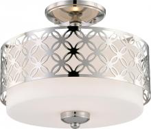  60/4672 - Margaux - 2 Light Semi Flush Fixture w/ Satin White Glass