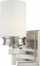  60/4701 - 1-Light Vanity Light Fixture in Brushed Nickel Finish with White Satin Glass