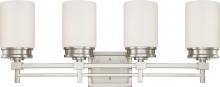  60/4704 - 4-Light Vanity Light Fixture in Brushed Nickel Finish with White Satin Glass