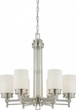  60/4705 - 6-Light Brushed Nickel Chandelier with White Satin Glass