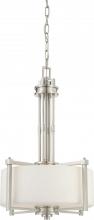  60/4706 - 3-Light Pendant Light in Brushed Nickel Finish with White Satin Glass