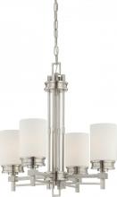 60/4707 - 4-Light Brushed Nickel Chandelier with White Satin Glass