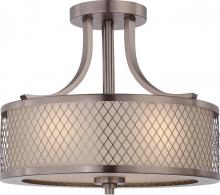  60/4792 - Fusion - 3 Light Semi Flush Fixture w/ Russet Glass