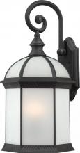  60/4983 - 1-Light 16" Outdoor Wall Sconce in Textured Black Finish with Frosted Beveled Glass and (1) 18W
