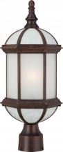  60/4995 - 1-Light 19" Outdoor Post Lantern in Rustic Bronze Finish with Frosted Glass and (1) 18W GU24