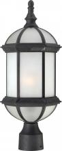  60/4996 - 1-Light 19" Outdoor Post Lantern in Textured Black Finish with Frosted Glass and (1) 18W GU24