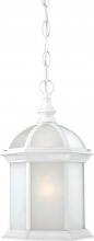 60/4997 - 1-Light 14" Outdoor Hanging Light Fixture in White Finish with Frosted Glass and (1) 18W GU24
