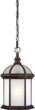  60/4998 - 1-Light 14" Outdoor Hanging Light Fixture in Rustic Bronze Finish with Frosted Glass and (1) 18W