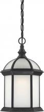  60/4999 - 1-Light 14" Outdoor Hanging Light Fixture in Textured Black Finish with Frosted Glass and (1)