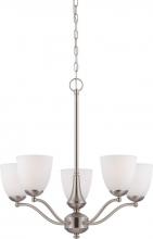  60/5035 - Patton - 5 Light Chandelier (Arms Up) with Frosted Glass - Brushed Nickel Finish