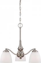  60/5042 - Patton - 3 Light Chandelier (Arms Down) with Frosted Glass - Brushed Nickel Finish