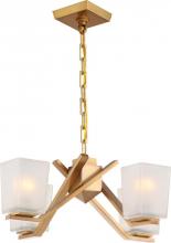  60/5081 - Timone - 4 Light Pendant with Etched Sandstone Glass; Vintage Brass Finish