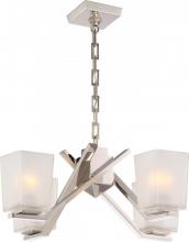  60/5091 - Timone - 4 Light Chandelier with Etched Sandstone Glass; Polished Nickel Finish