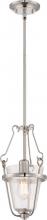  60/5287 - 1-Light Pendant Light Fixture in Polished Nickel with Clear Seeded Glass