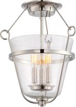  60/5288 - 3-Light Semi Flush Light Fixture in Polished Nickel Finish with Clear Seeded Glass