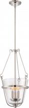  60/5289 - 3-Light Pendant Light Fixture in Polished Nickel with Clear Seeded Glass