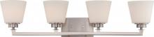 60/5454 - Mobili - 4 Light Vanity with Satin White Glass - Brushed Nickel Finish