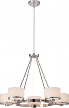  60/5475 - Celine - 5 Light Chandelier with Satin White Glass - Polished Nickel Finish