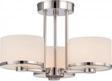  60/5477 - Celine - 3 Light Semi Flush with Satin White Glass - Polished Nickel Finish