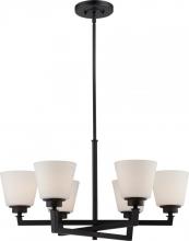 60/5556 - Mobili - 6 Light Chandelier with Satin White Glass - Aged Bronze Finish