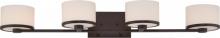  60/5574 - Celine - 4 Light Vanity with Satin White Glass - Venetian Bronze Finish