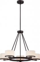  60/5575 - Celine - 5 Light Chandelier with Satin White Glass - Venetian Bronze Finish