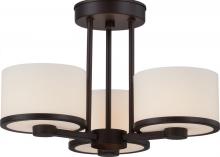  60/5577 - Celine - 3 Light Semi Flush with Satin White Glass - Venetian Bronze Finish