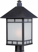  60/5705 - 1-Light 10" Post Mounted Outdoor Fixture in Stone Black Finish and Frosted Seeded Glass