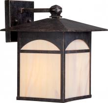  60/5752 - 1-Light 9" Wall Mounted Outdoor Fixture in Umber Bronze Finish and Honey Stained Glass