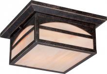  60/5756 - 2-Light 11.25" Flush Mounted Outdoor Fixture in Umber Bronze Finish and Honey Stained Glass