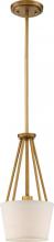  60/5843 - Seneca - 1 Light 8'' Mini Pendant with Almond Mesh Fabric Shade - Natural Brass Finish