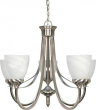  60/585 - 5-Light Chandelier in Brushed Nickel Finish with Alabaster Glass